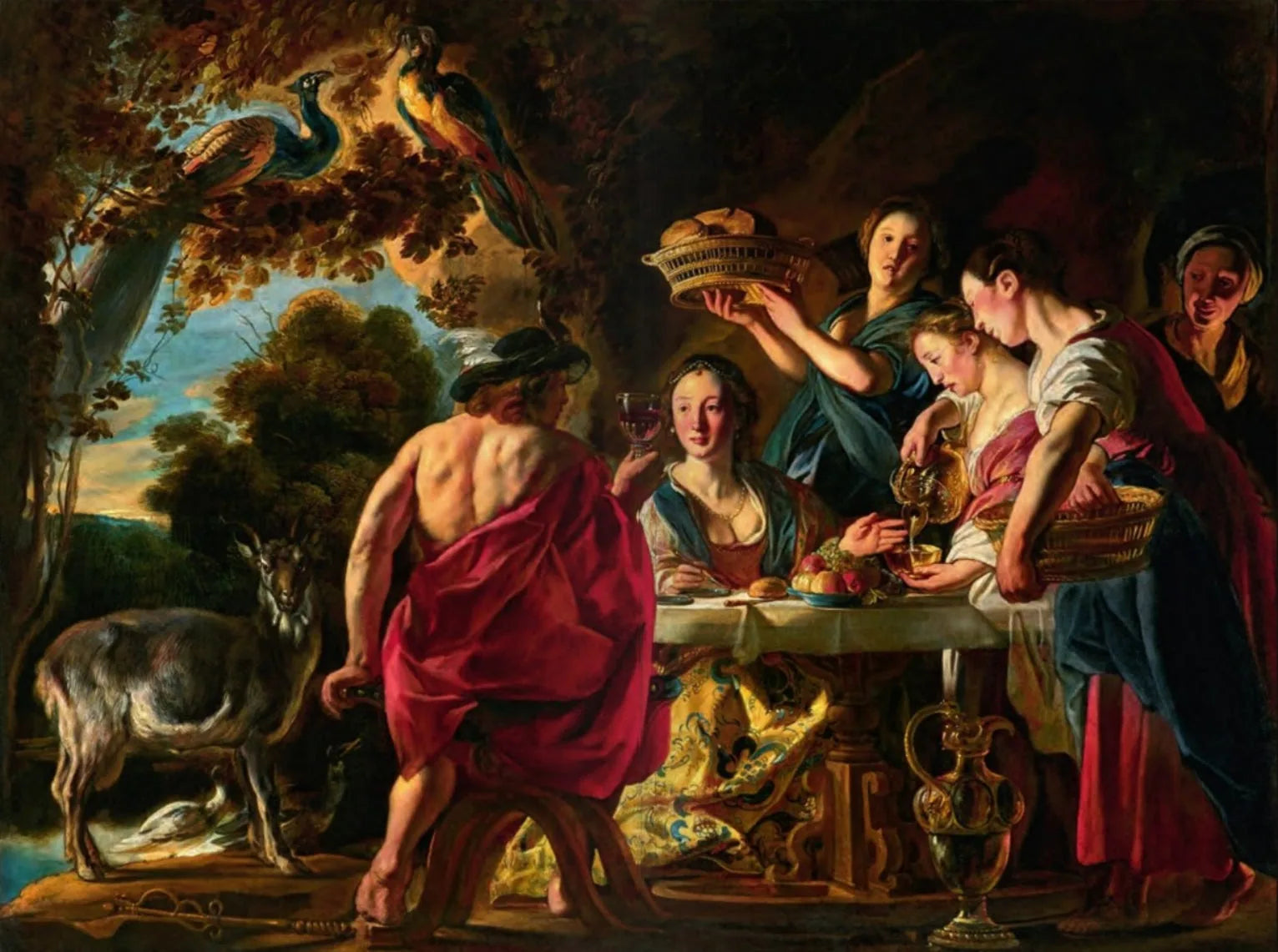 Hermès diverti par Calypso - Jacob Jordaens image 1 copie de tableau peinte à la main
