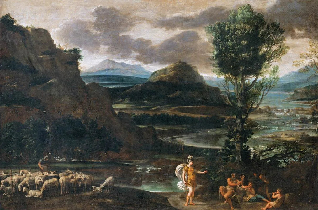 Herminie chez les bergers - Domenichino image 1 copie peinte à la main à l’huile