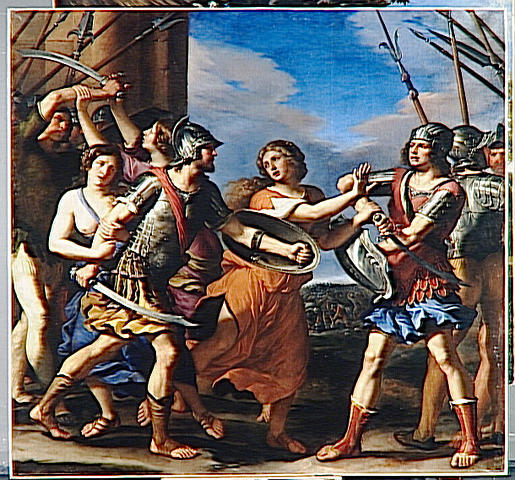 Hersilie séparant Romulus et Tatius - Guercino image 1 copie peinte à la main à l’huile