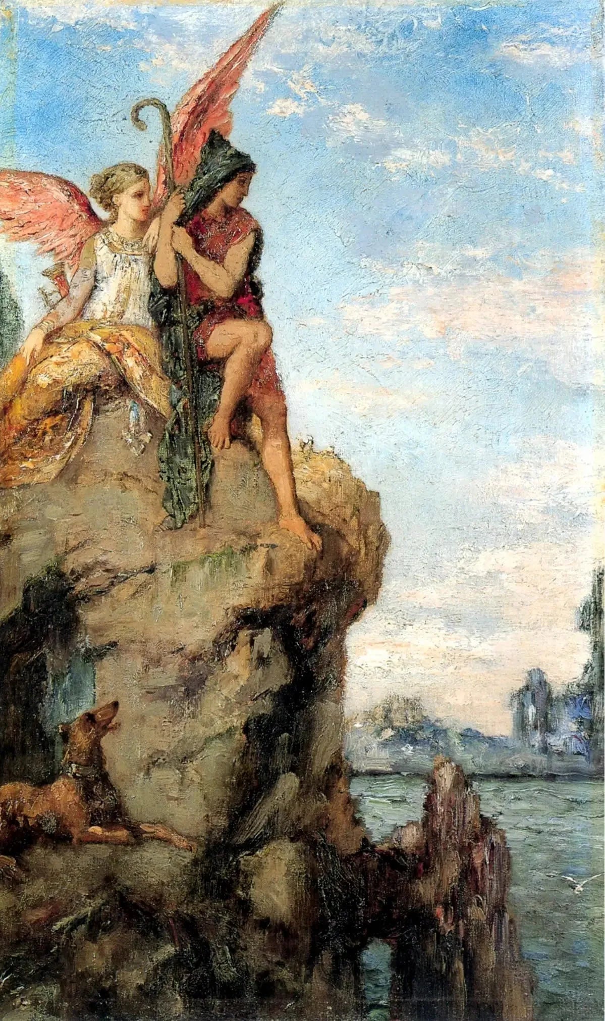 Hésiode et la Muse - Gustave Moreau image 1 reproduction artisanale de tableau