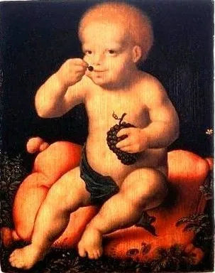 Het Christuskind, druiven etend - Joos van Cleve