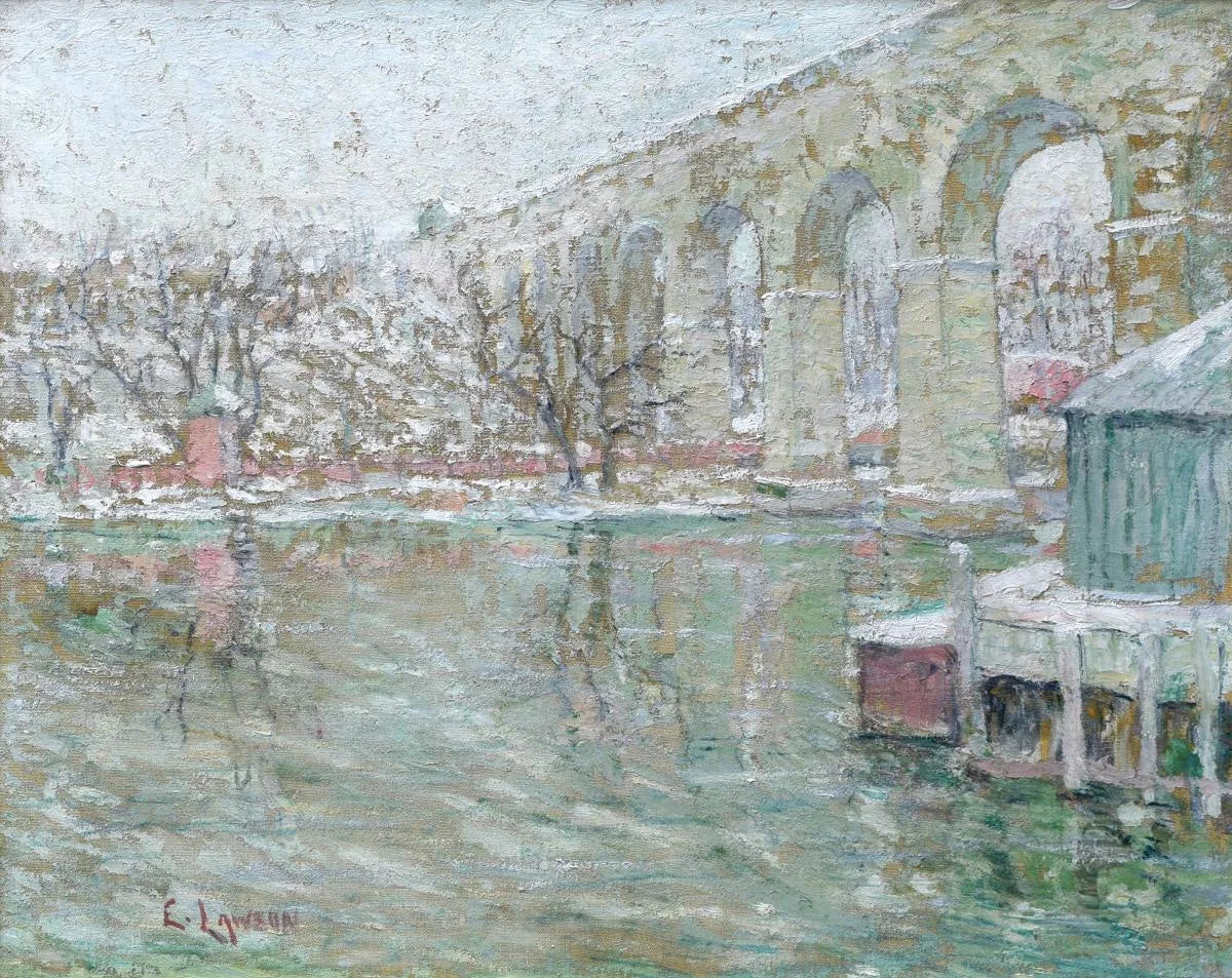 High Bridge - Hiver - Ernest Lawson image 1 copie peinte à la main à l’huile