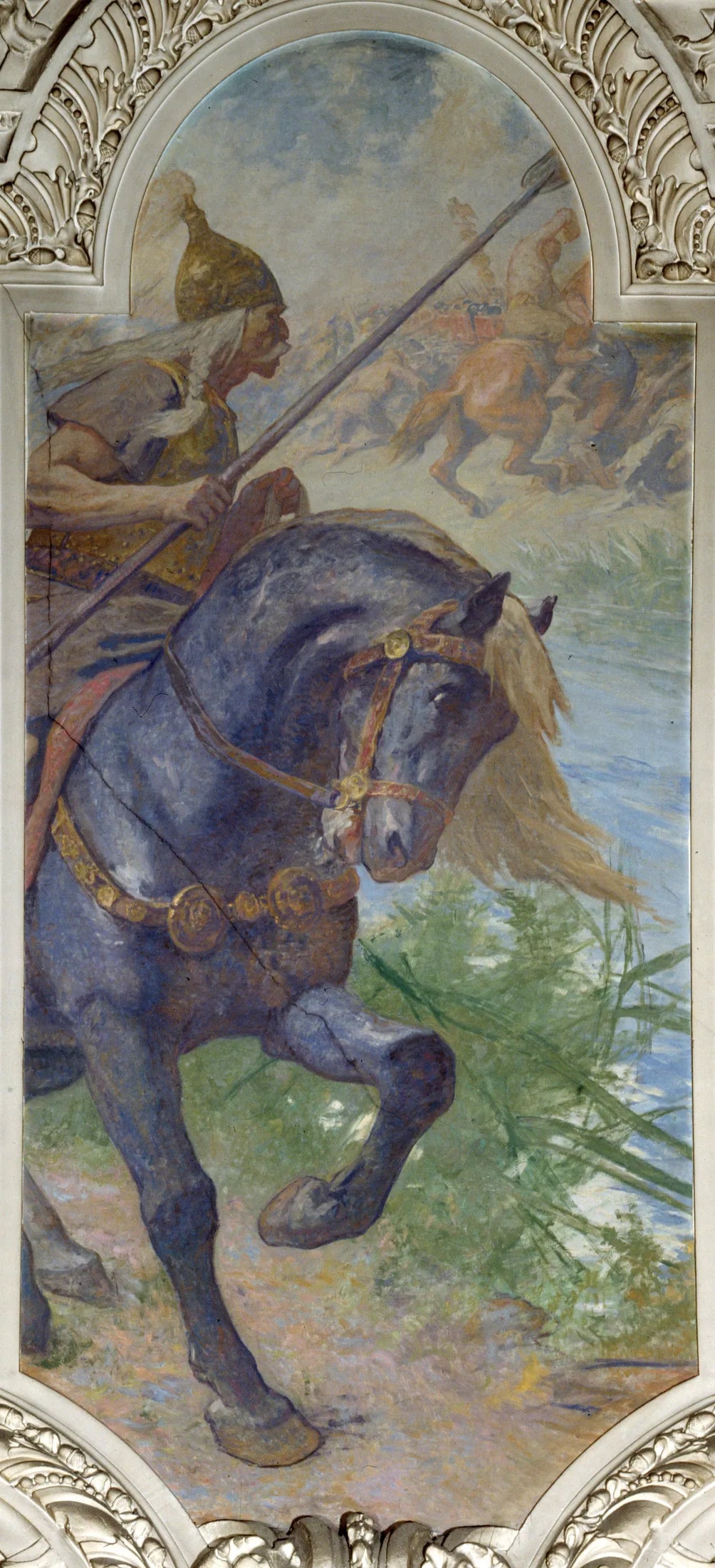 Histoire de Paris, la bataille de Lutèce : Camulogène, chef des Parisii attaque Labienus, lieutenant de César - Fernand Cormon image 1 copie de tableau peinte à la main