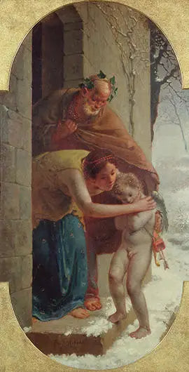 Hiver (Cupidon gelé) - Jean-François Millet image 1 copie peinte à la main à l’huile