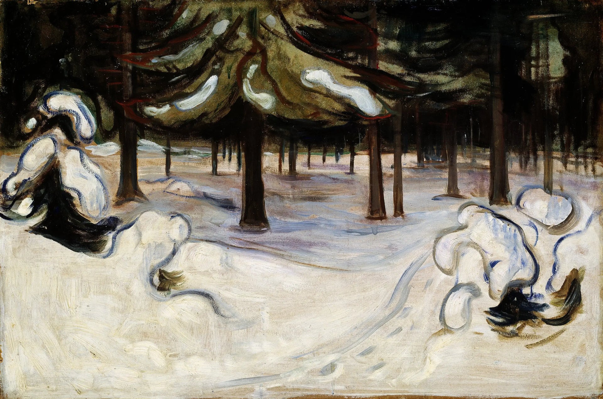 Hiver dans les bois, Nordstrand - Edvard Munch image 1 copie peinte à la main à l’huile