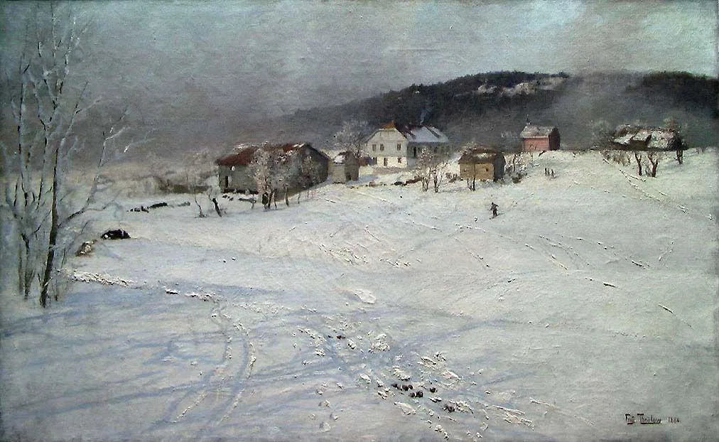 Hiver - Frits Thaulow image 1 copie peinte à la main à l’huile