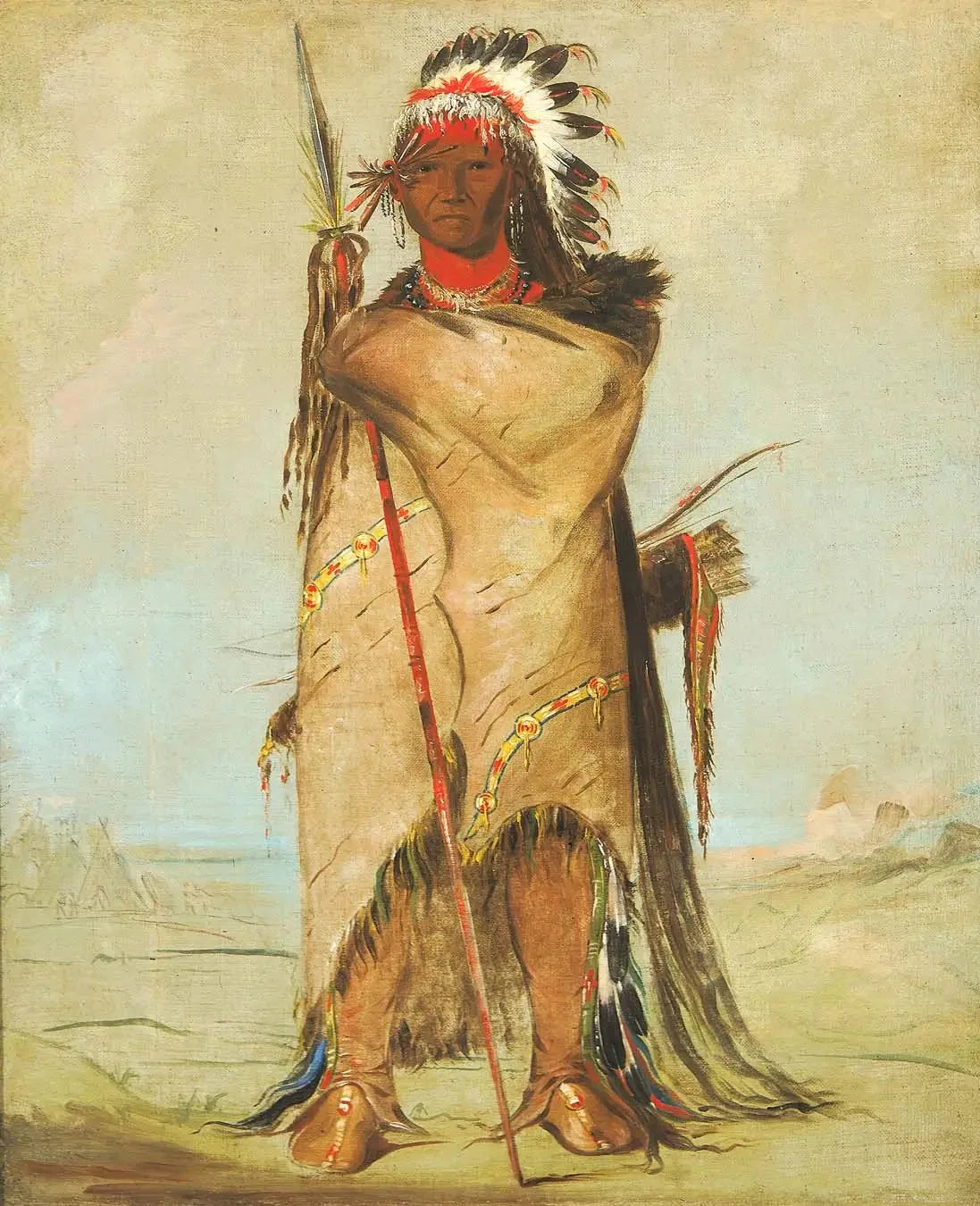 Hó-ra-tó-a, un Brave - George Catlin image 1 copie de tableau peinte à la main