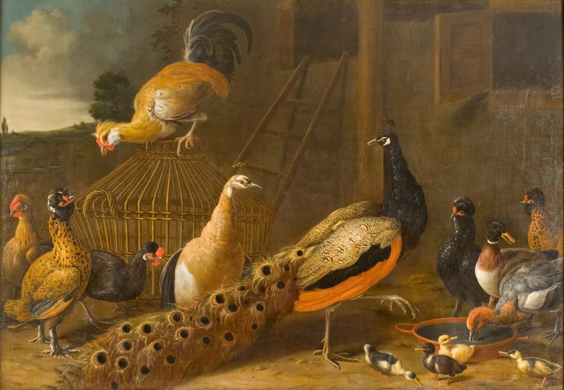 Hoenderhof - Melchior de Hondecoeter image 1 tableau peint à l’huile sur toile