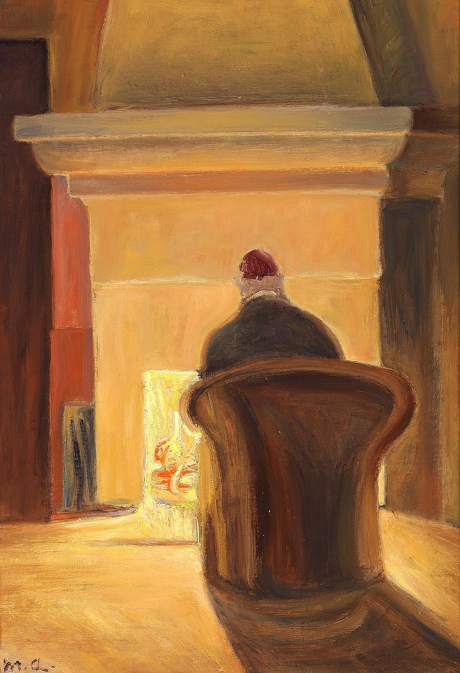 Holger Drachmann devant la cheminée, Skagen. - Michael Peter Ancher
