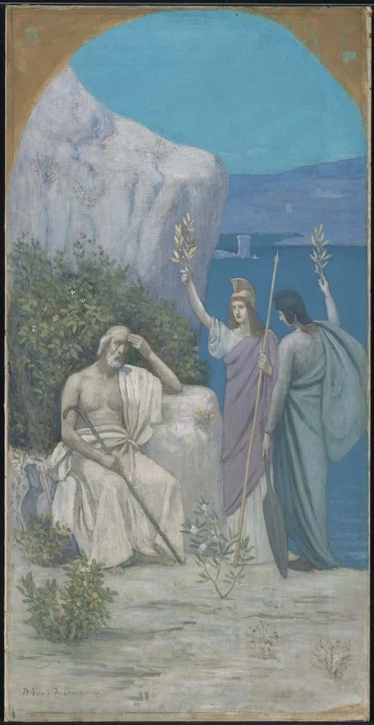 Homère : Poésie épique (réduction d'une fresque de la bibliothèque publique de Boston) - Pierre Puvis de Chavannes image 1 reproduction artisanale de tableau