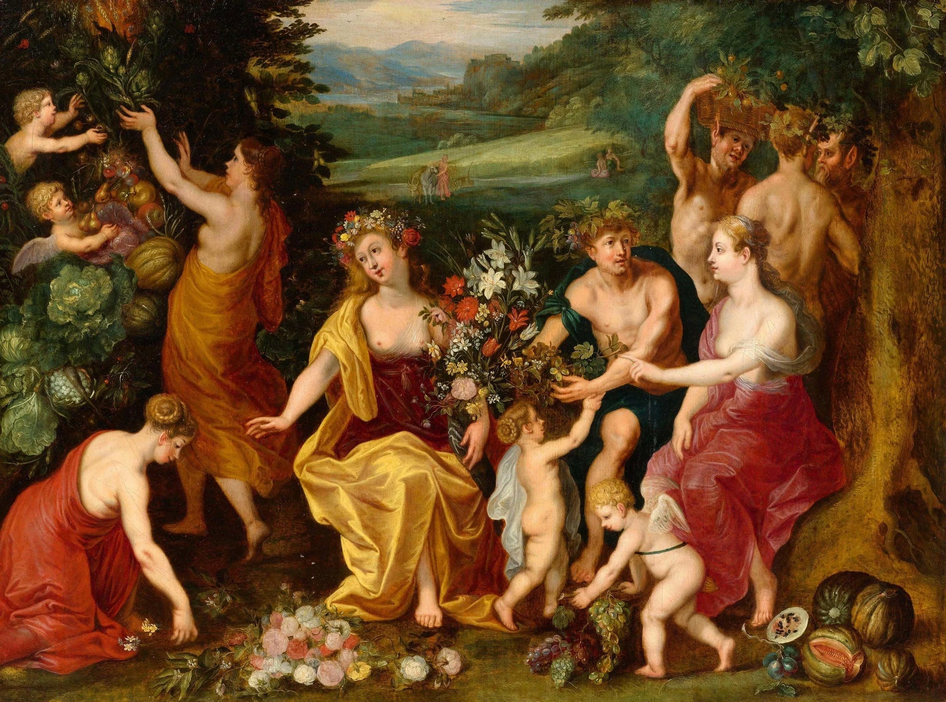 Hommage à Flore, allégorie de la fertilité - Jan Brueghel le Jeune image 1 copie de tableau peinte à la main