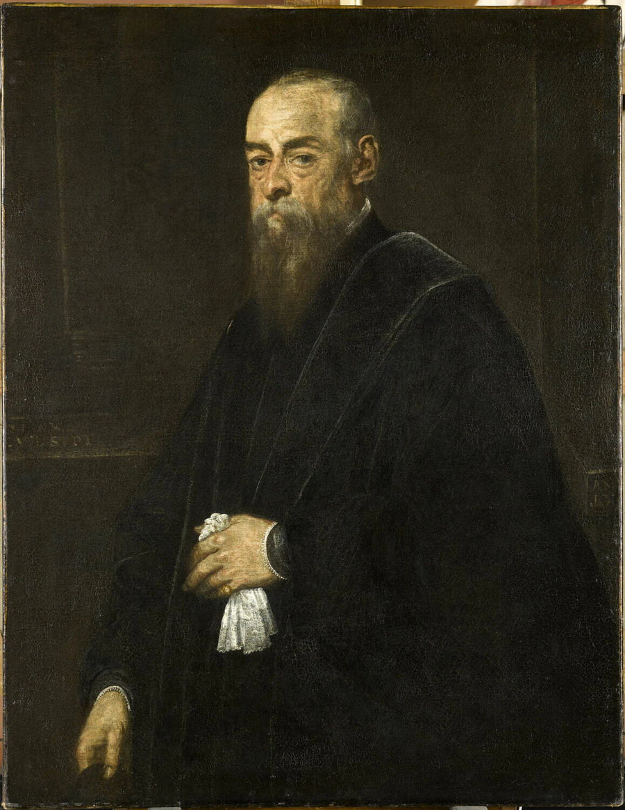 Homme âgé tenant un mouchoir de la main gauche - Tintoretto Tintoret