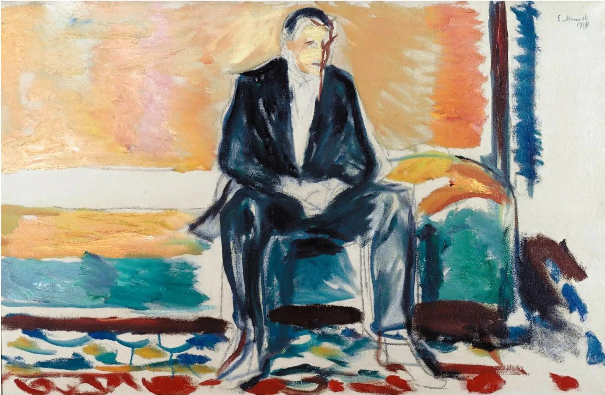 Homme assis - Edvard Munch image 1 reproduction artisanale de tableau