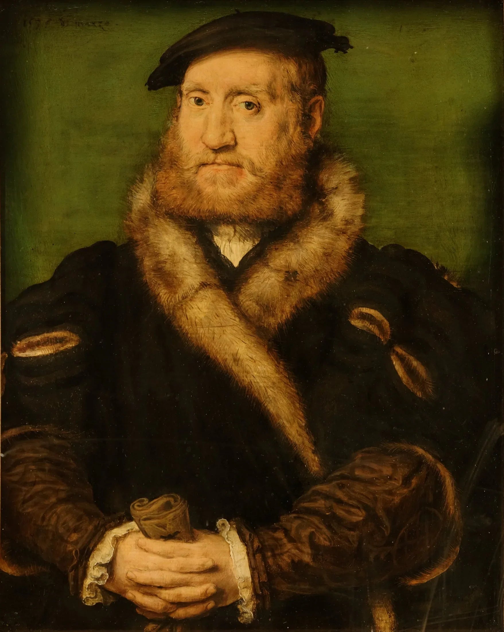 Homme au gant et au col de fourrure - Corneille de Lyon image 1 reproduction artisanale de tableau