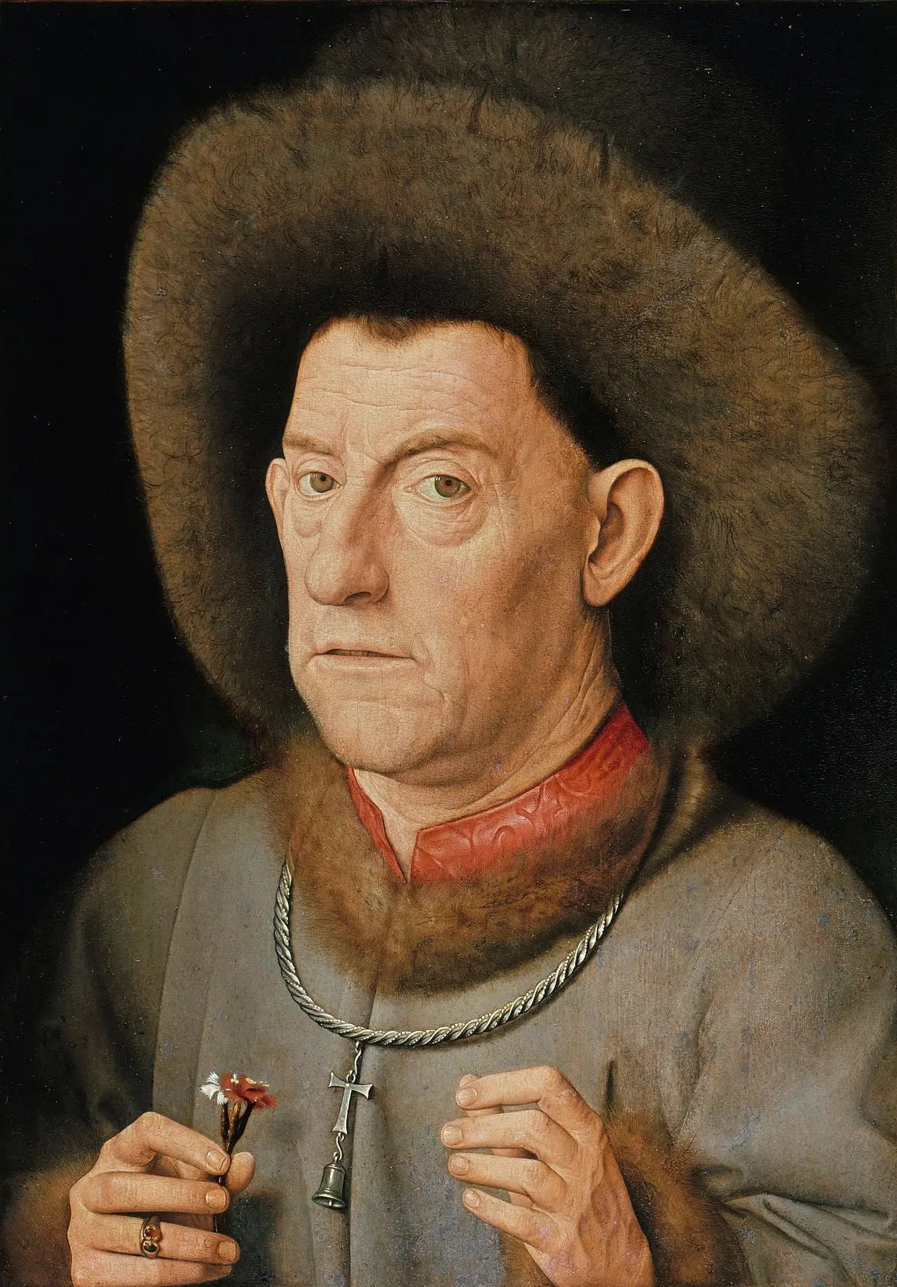 Homme avec œillet - Jan van Eyck image 1 copie peinte à la main à l’huile