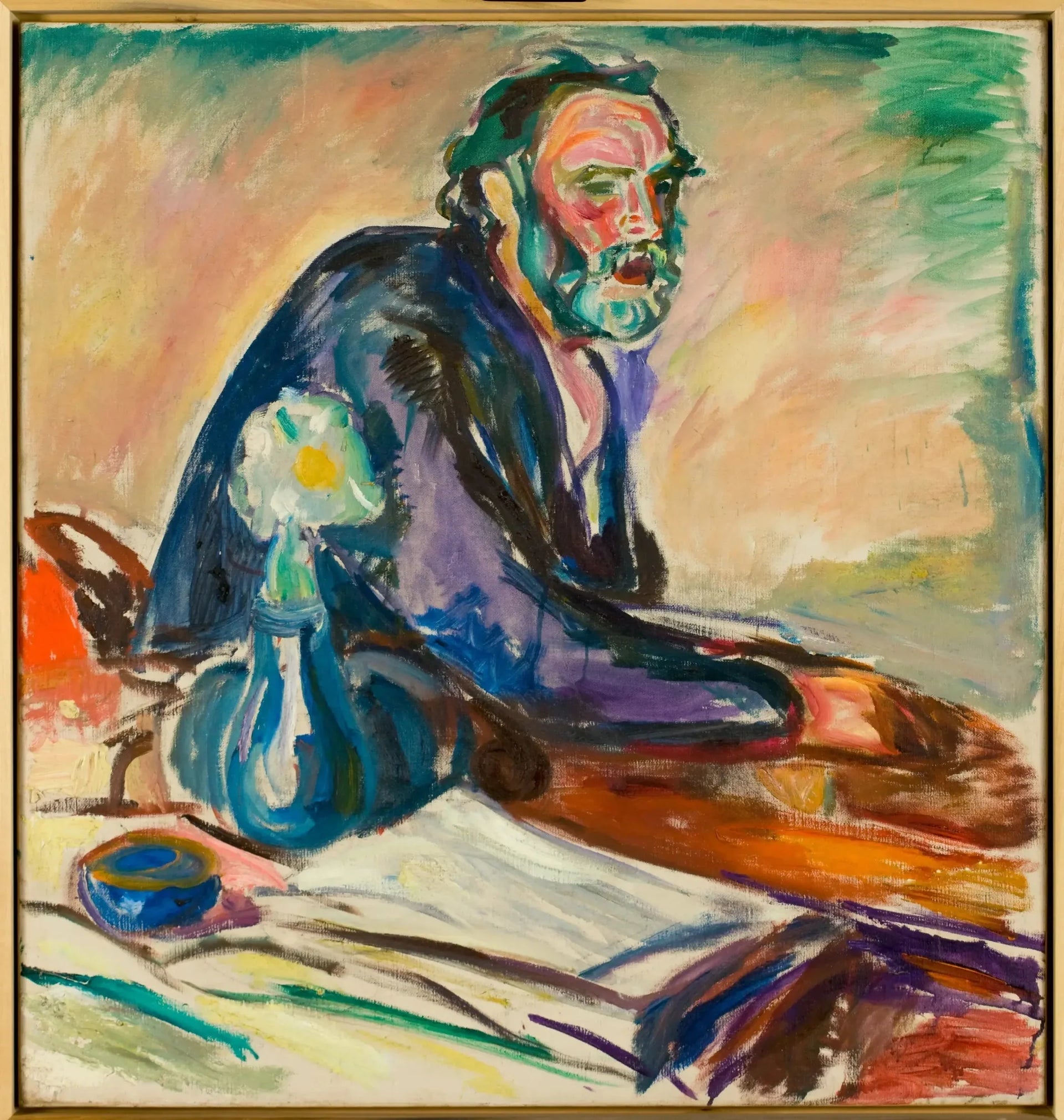 Homme avec une bronchite - Edvard Munch image 1 copie peinte à la main à l’huile