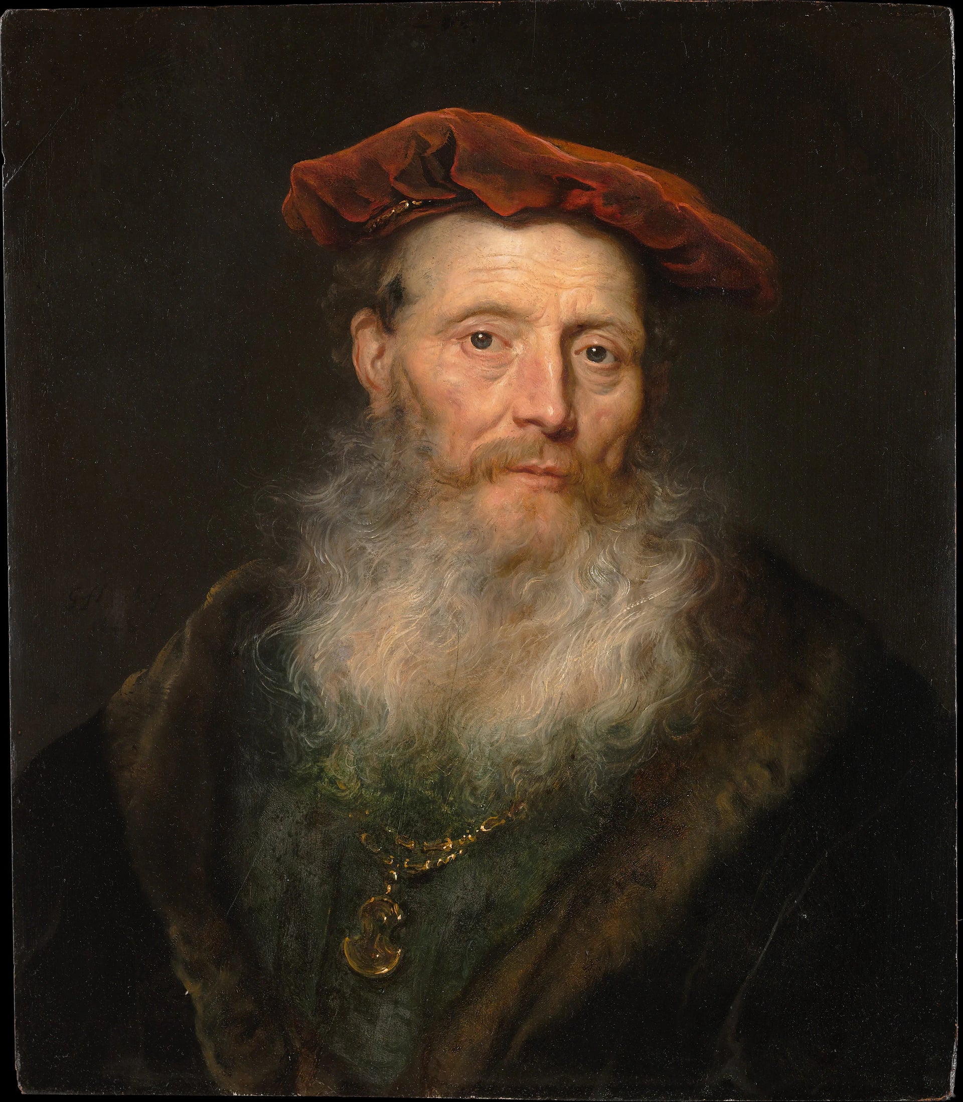Homme barbu avec un bonnet de velours - Govert Flinck