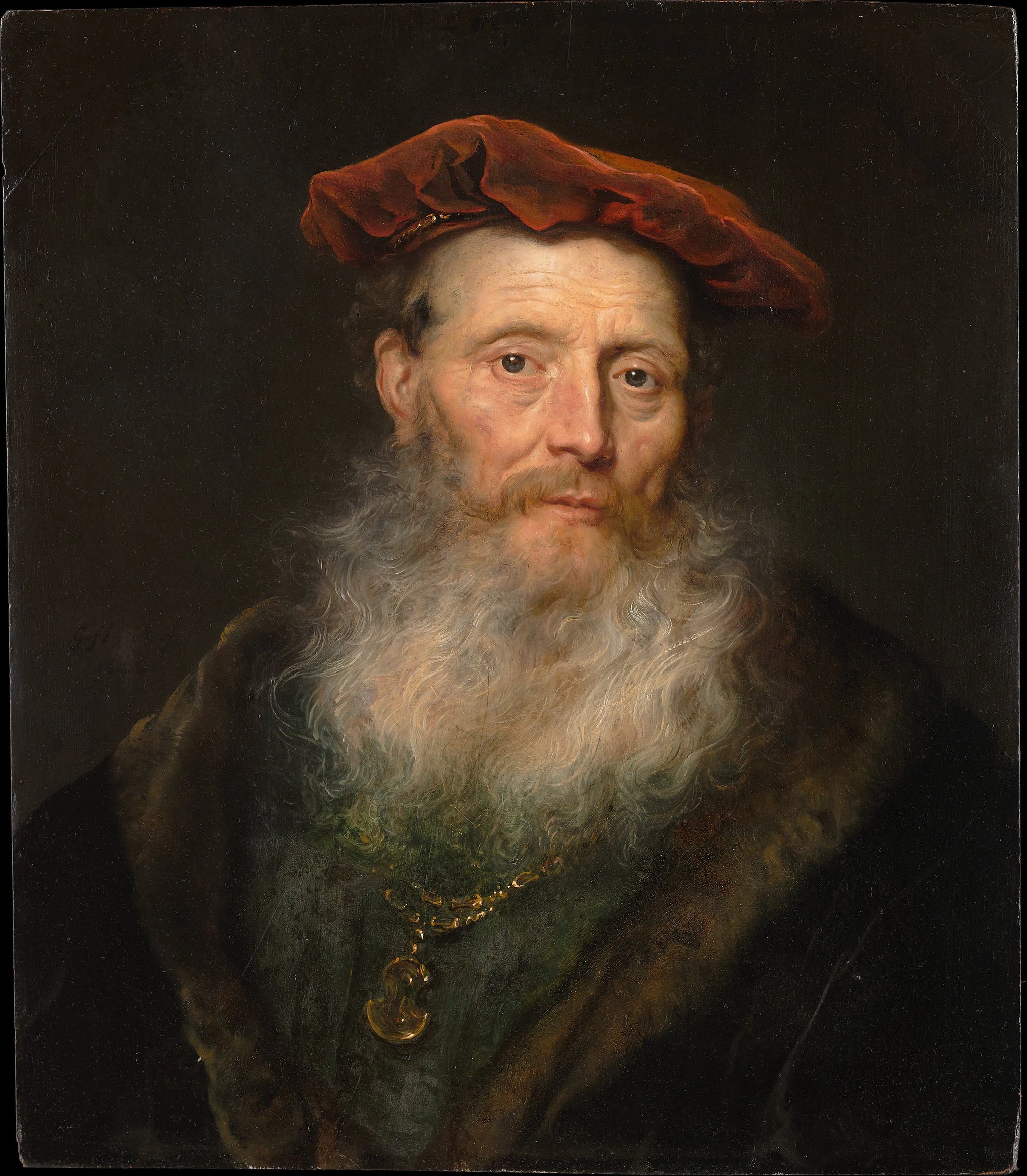 Homme barbu avec un bonnet de velours - Govert Flinck