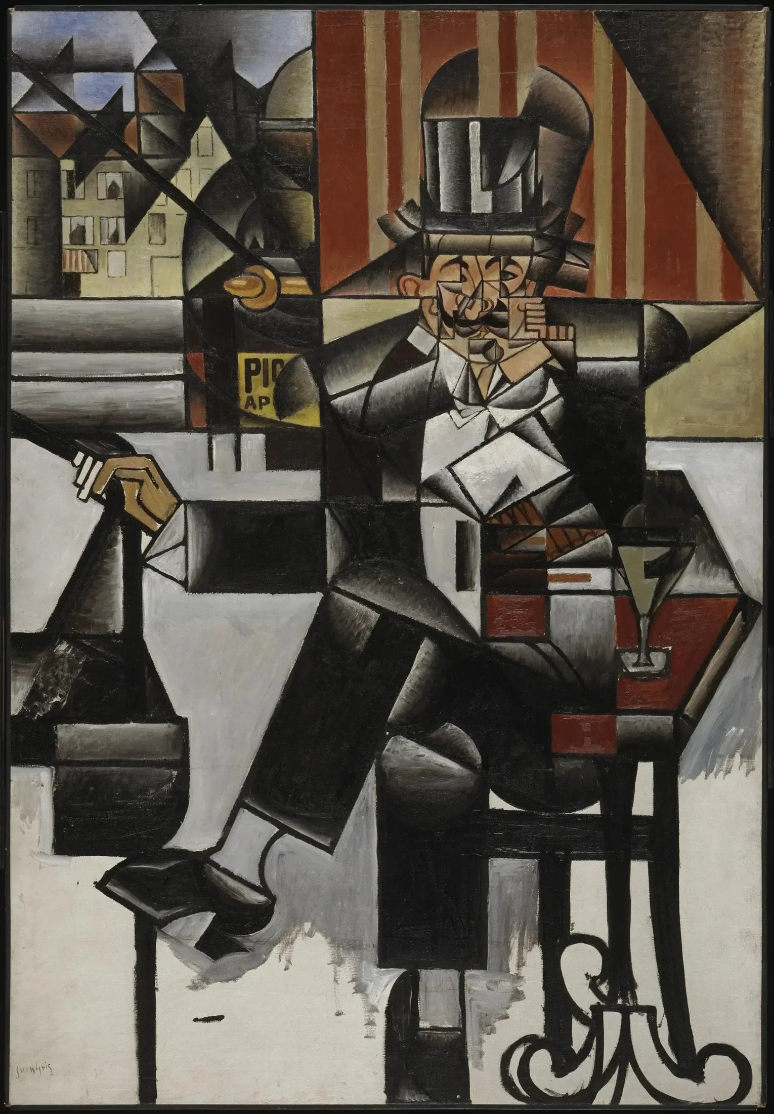 Homme dans un café - Juan Gris image 1 copie peinte à la main à l’huile