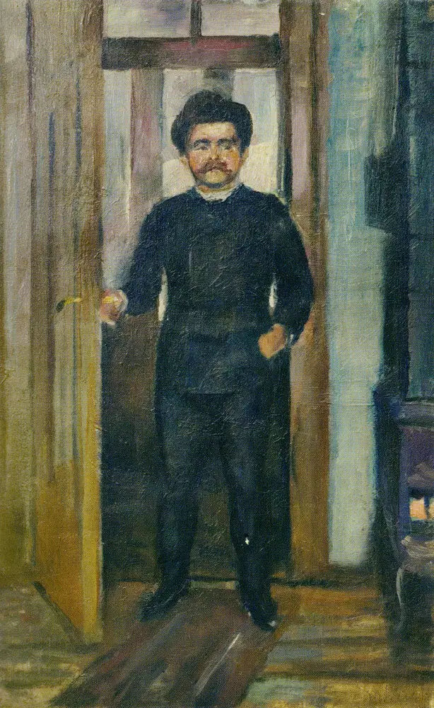 Homme debout dans l'embrasure du port - Edvard Munch image 1 copie peinte à la main à l’huile