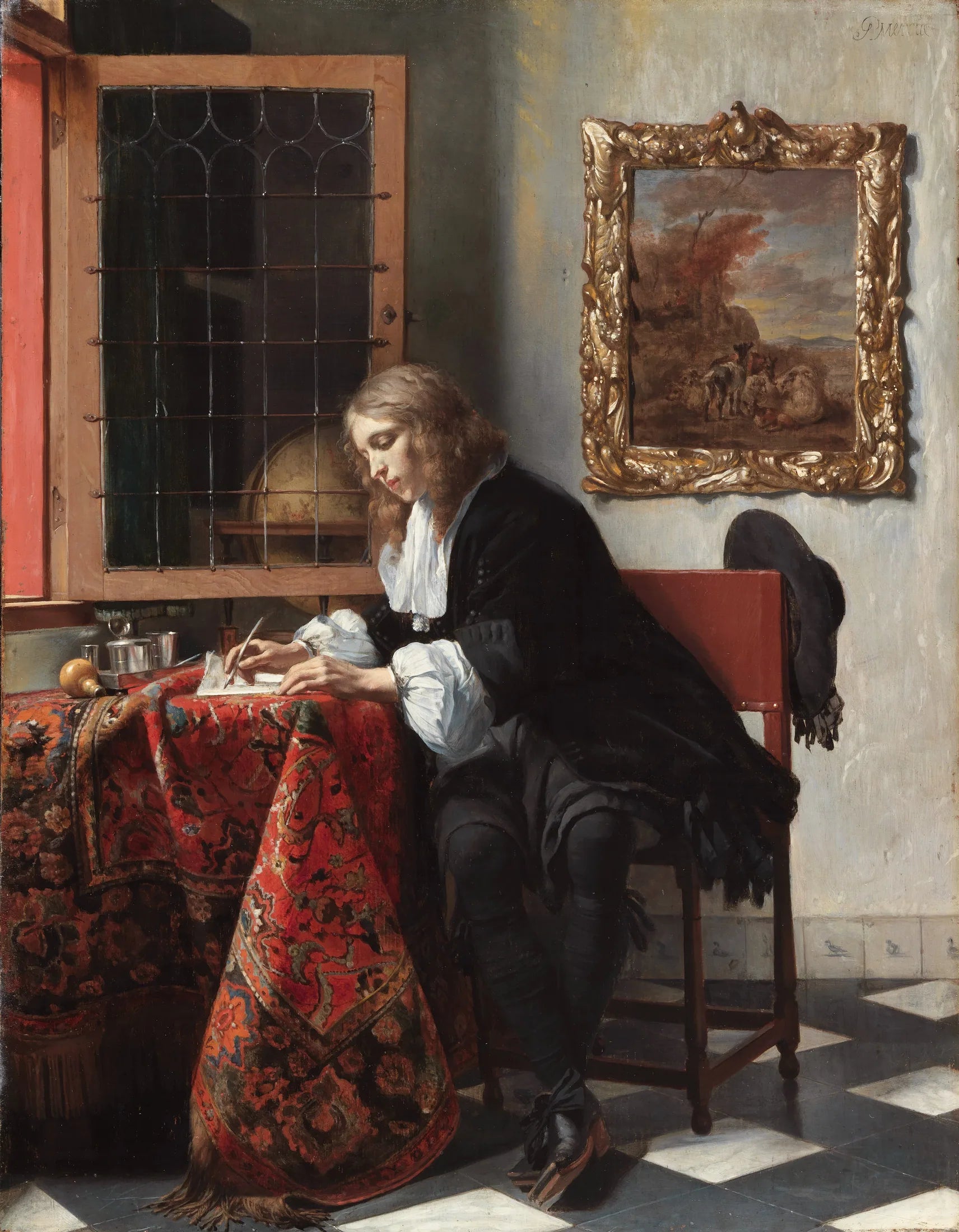 Homme écrivant une lettre - Gabriel Metsu image 1 reproduction d’œuvre d’art à l’huile