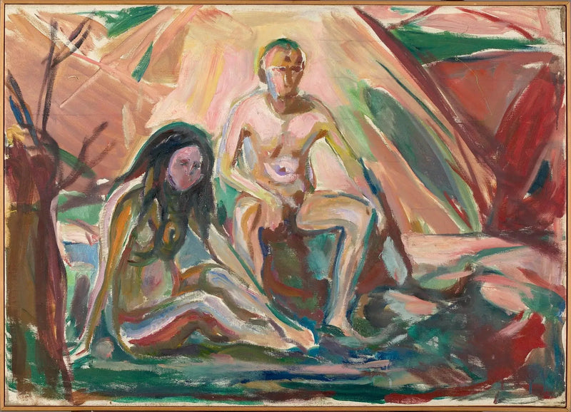 Homme et Femme nus, assis - Edvard Munch