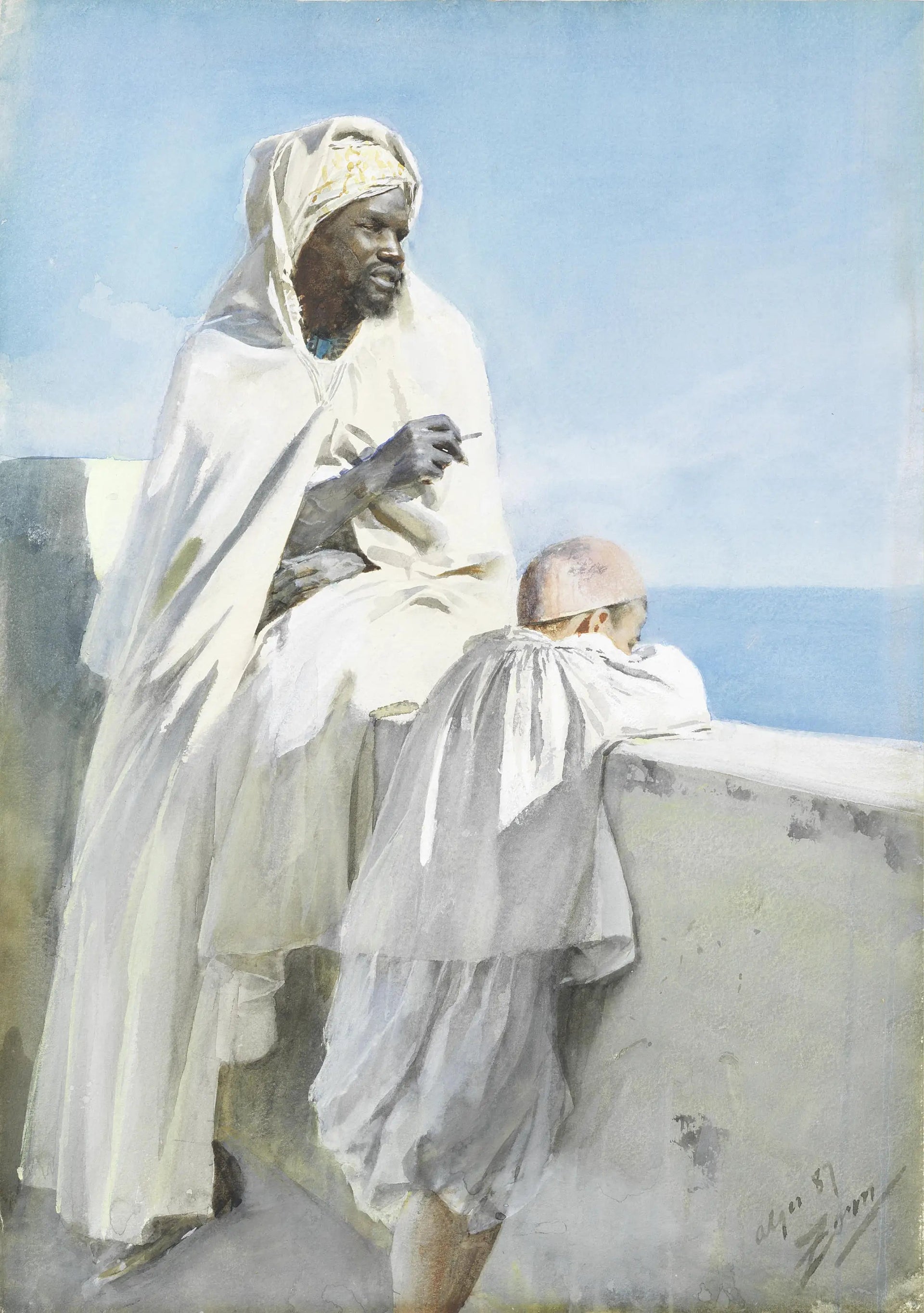 Homme et garçon à Alger - Anders Zorn image 1 reproduction de peinture à l’huile