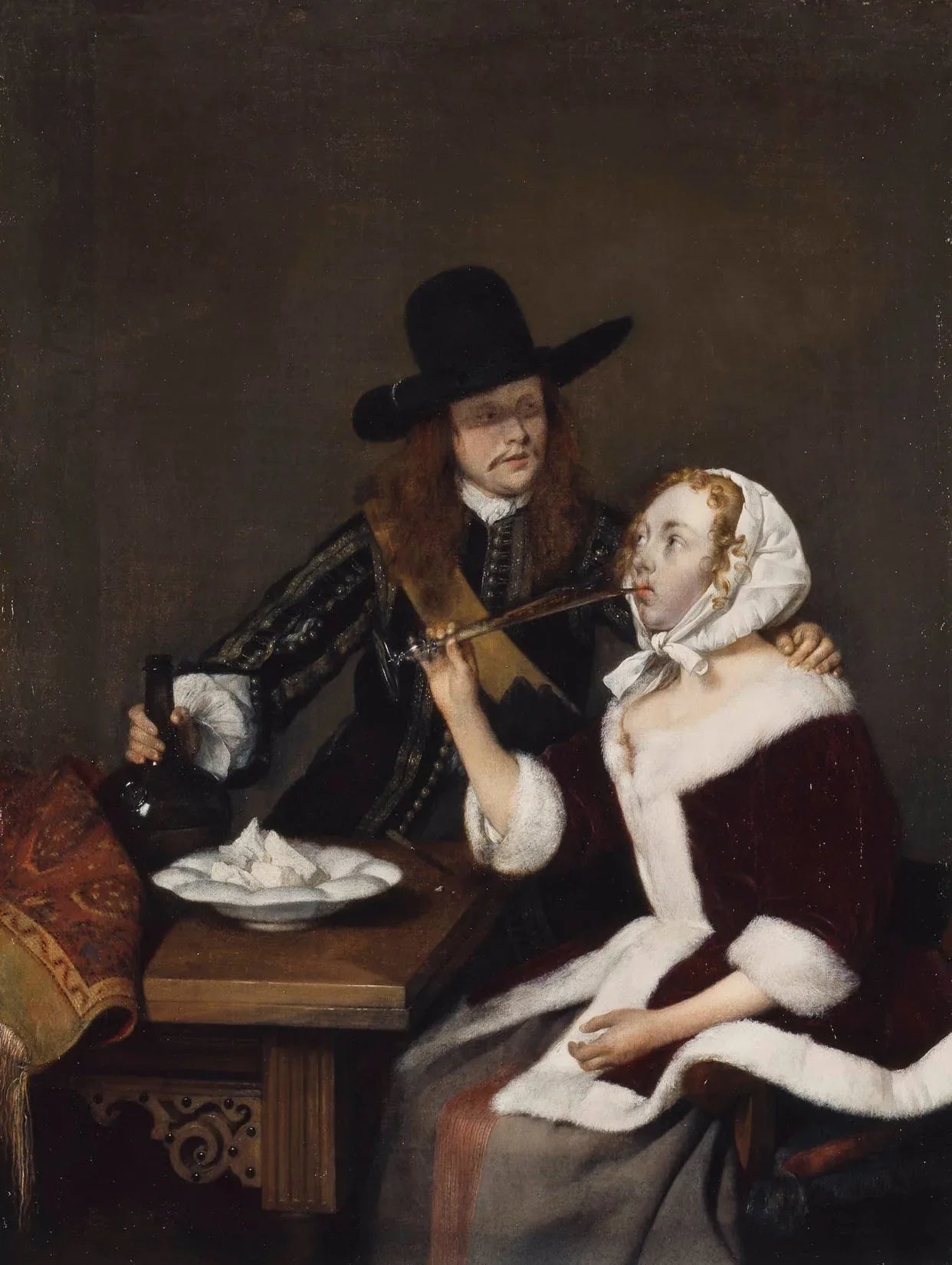 Homme incitant une femme à boire - Gerard ter Borch image 1 tableau peint à l’huile sur toile
