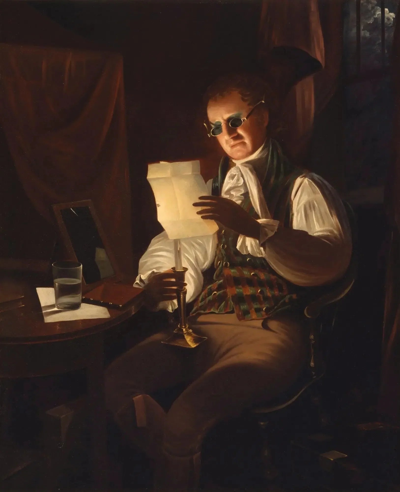Homme lisant à la lueur des bougies - Rembrandt Peale image 1 reproduction réalisée par Alpha Reproduction