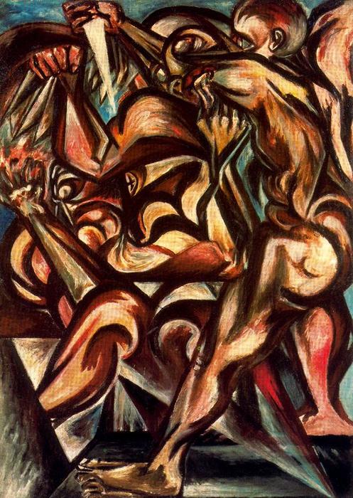Homme nu avec un couteau - Jackson Pollock image 1 reproduction artisanale de tableau