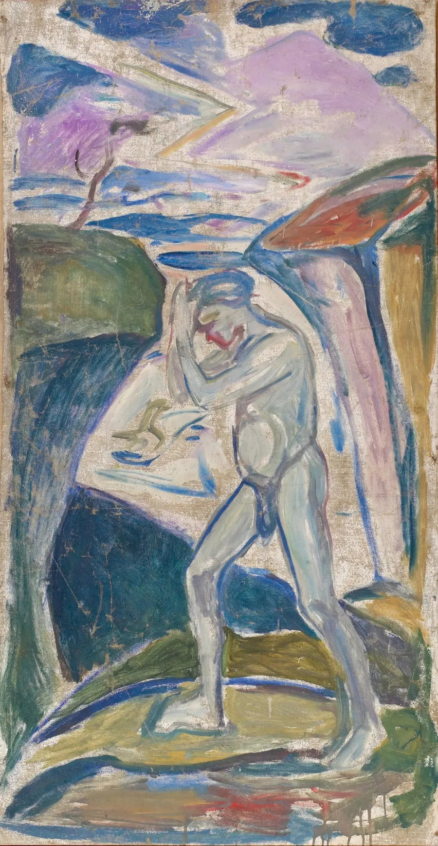 Homme nu dans un paysage rocheux - Edvard Munch
