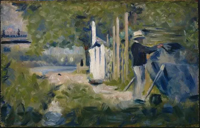Homme peignant un bateau - Georges Seurat image 1 copie de tableau peinte à la main