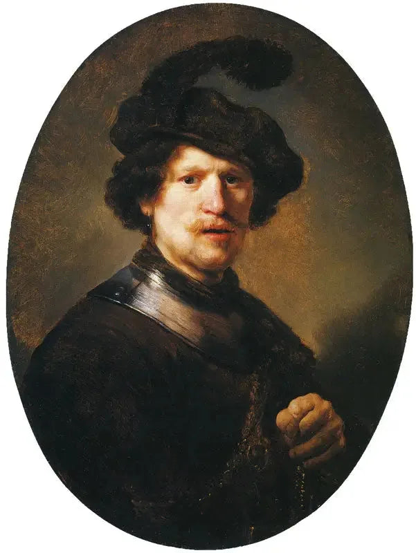 Homme portant un béret à plumes et un gorgerin - Rembrandt
