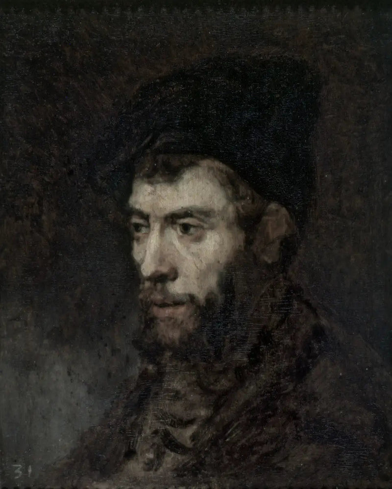 Homme portant un béret regardant vers la gauche - Rembrandt