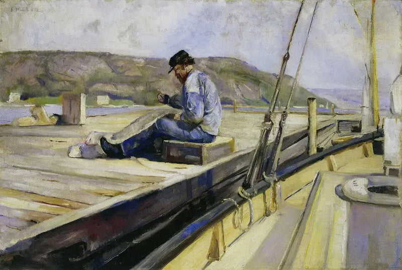 Homme réparant un filet - Edvard Munch