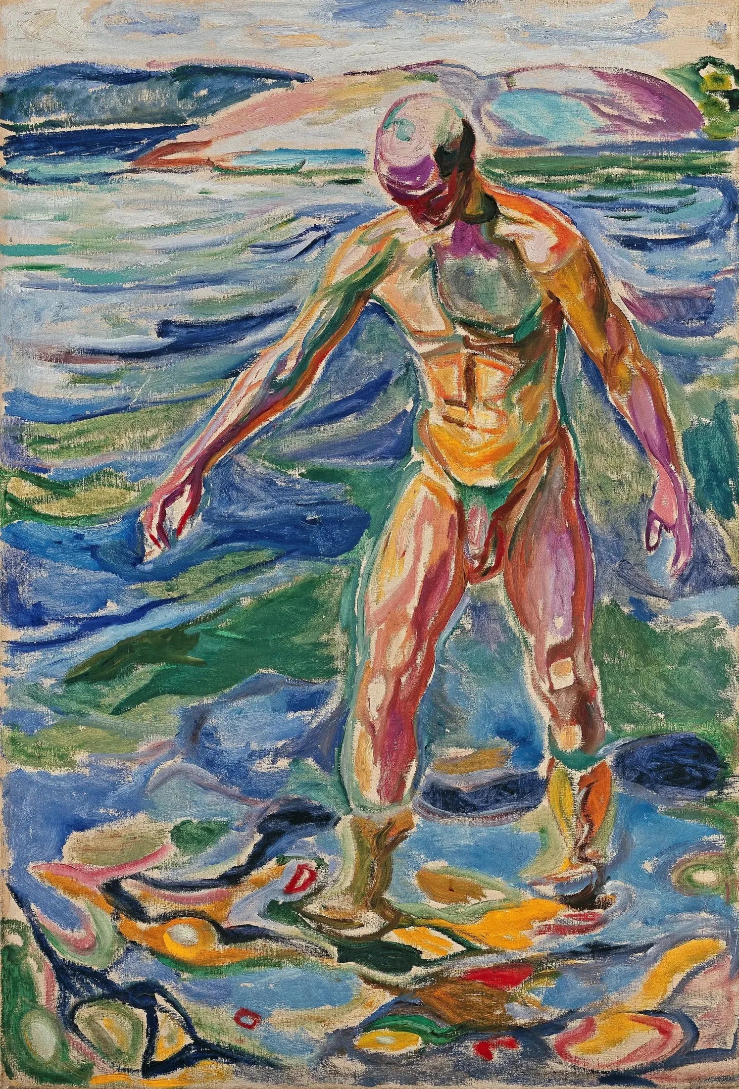 Homme se baignant - Edvard Munch image 1 reproduction artisanale de tableau