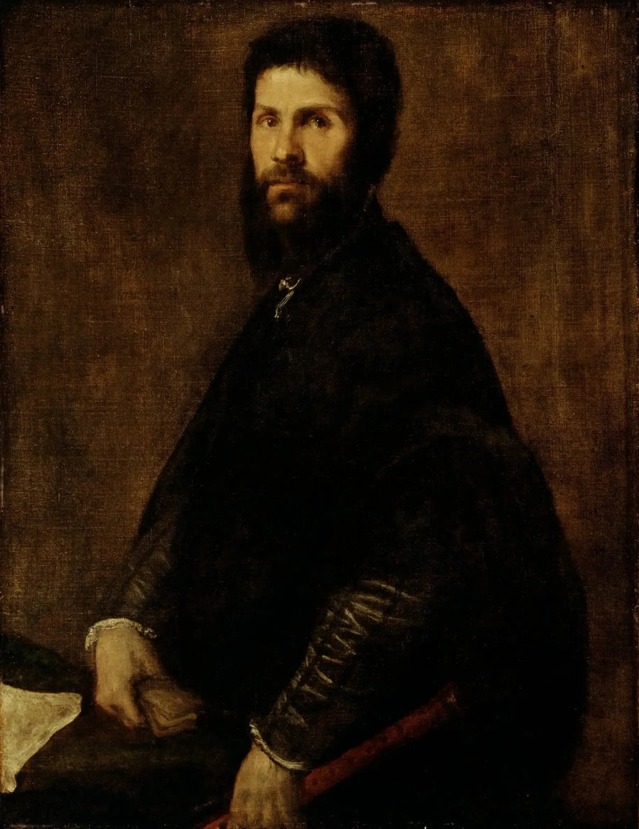 Homme tenant une flûte - Titian