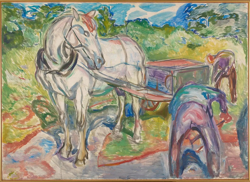 Hommes creusant avec cheval et char - Edvard Munch