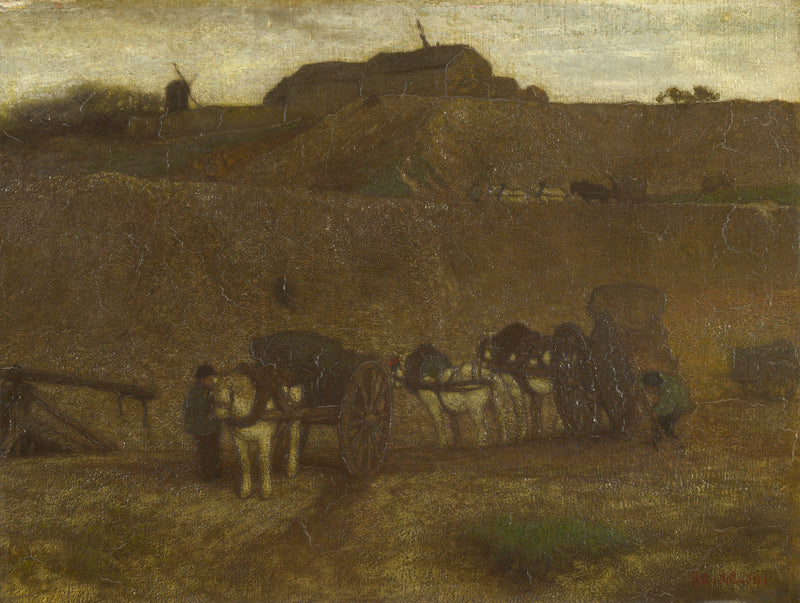 Hommes déchargeant des charrettes, Montmartre - Matthijs Maris