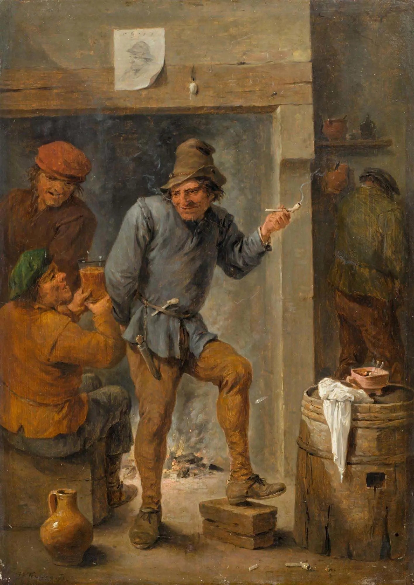 Hommes fumant et buvant dans une taverne - David Teniers le Jeune image 1 copie de tableau peinte à la main
