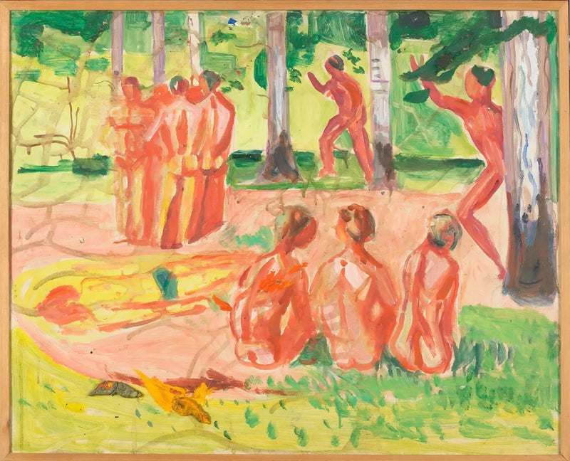 Hommes nus dans une forêt de bouleaux - Edvard Munch