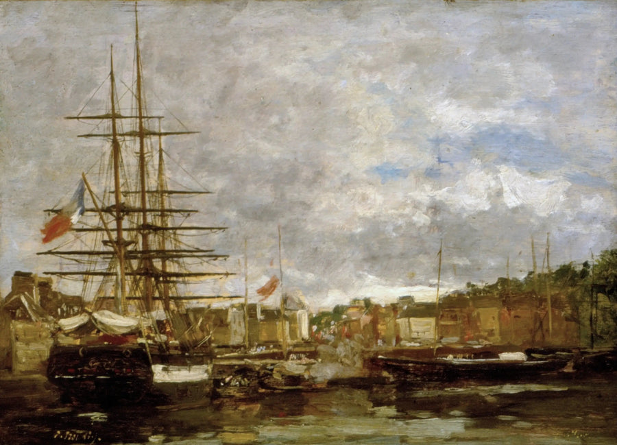 Honfleur - Navires amarrés dans le port - Eugène Boudin