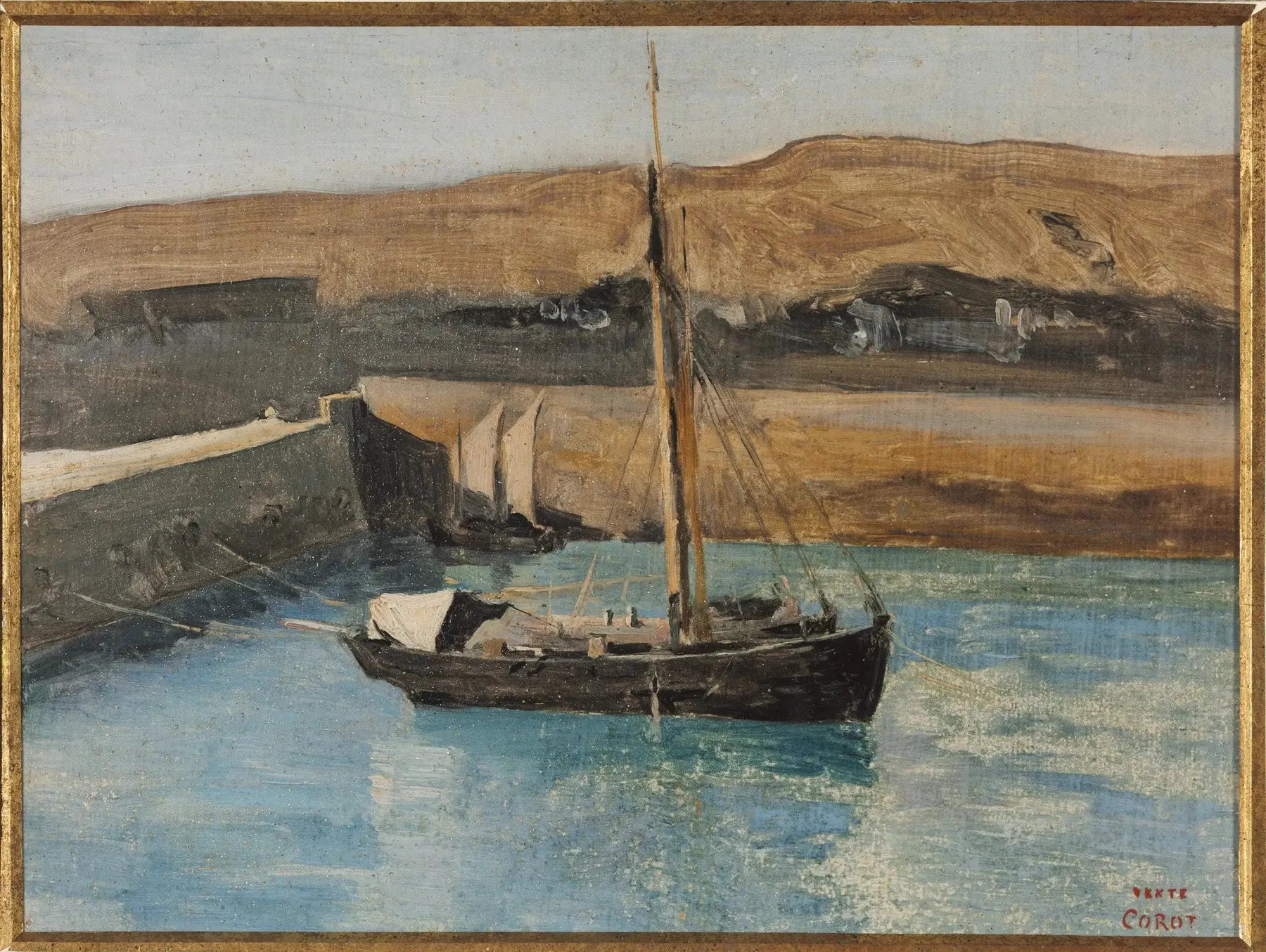 Honfleur, un bassin à flot - Jean-Baptiste Camille Corot image 1 copie de tableau peinte à la main