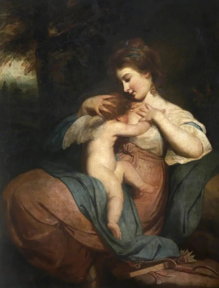 Hope Nursing Love (Miss Morris dans le rôle de Hope Nursing Cupid) - Joshua Reynolds image 1 reproduction de peinture à l’huile