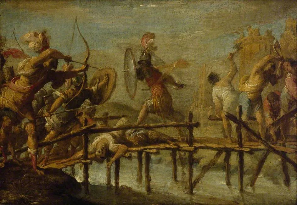 Horatius Cocles défendant le pont - Bernardo Strozzi image 1 tableau peint à l’huile sur toile
