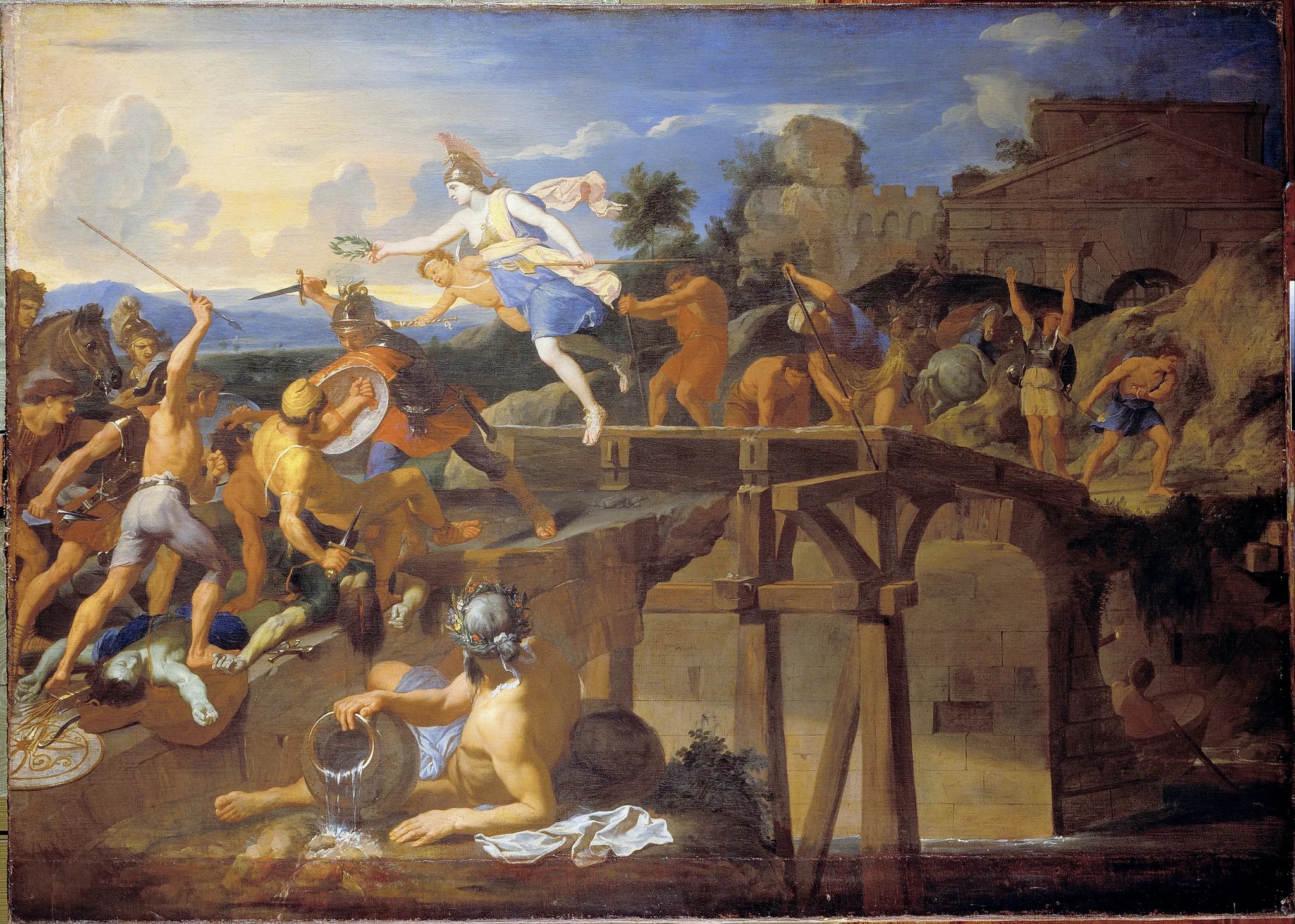 Horatius Coclès défendant le Pont - Charles Le Brun image 1 tableau peint à l’huile sur toile
