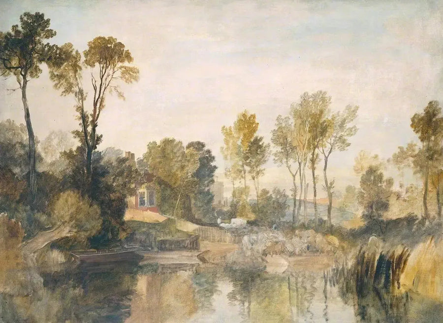 House beside the River, with Trees and Sheep - J. M. W. Turner