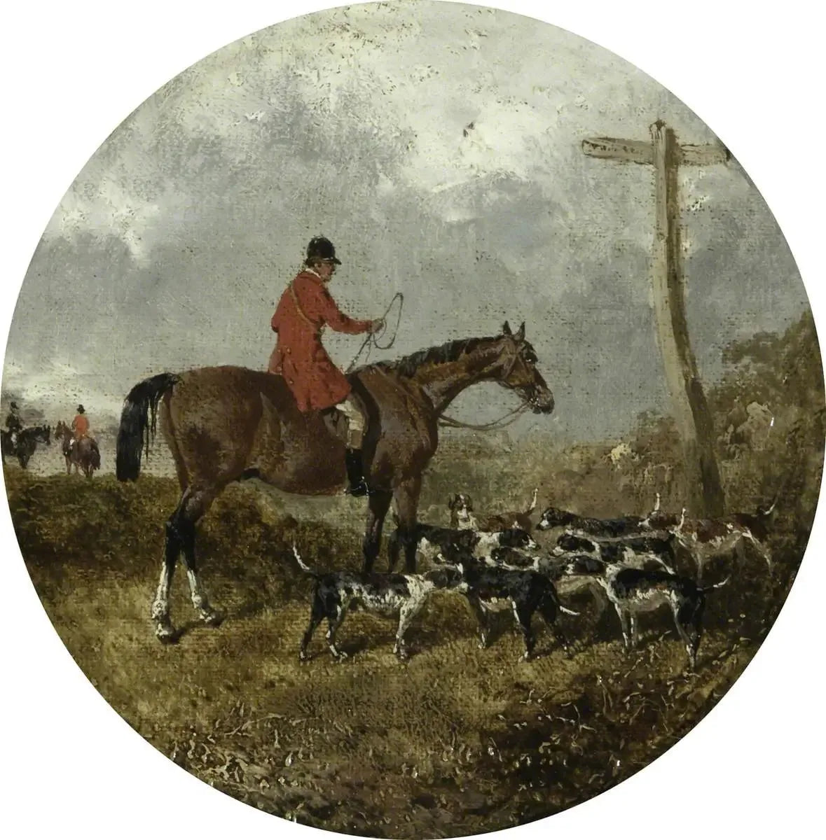 Huit scènes circulaires de chasse au renard : chasseur et chiens - John Frederick Herring, Sr. image 1 reproduction d’œuvre d’art à l’huile