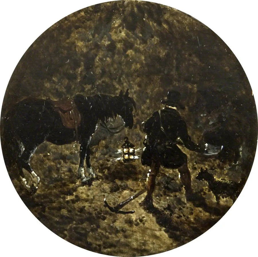 Huit scènes circulaires de chasse au renard : la Terre s'arrête la nuit - John Frederick Herring, Sr. image 1 reproduction de peinture à l’huile