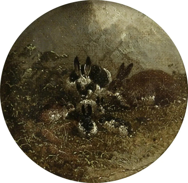 Huit scènes de ferme circulaires : lapins - John Frederick Herring, Sr.